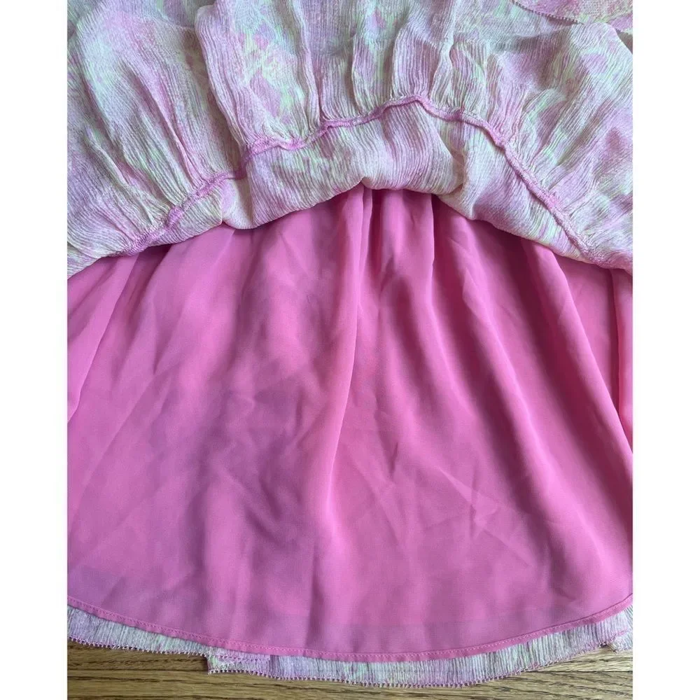 Generation Love Cora Mini Silk Skirt NWT Neon Yellow Pink Snake Print Sz Medium